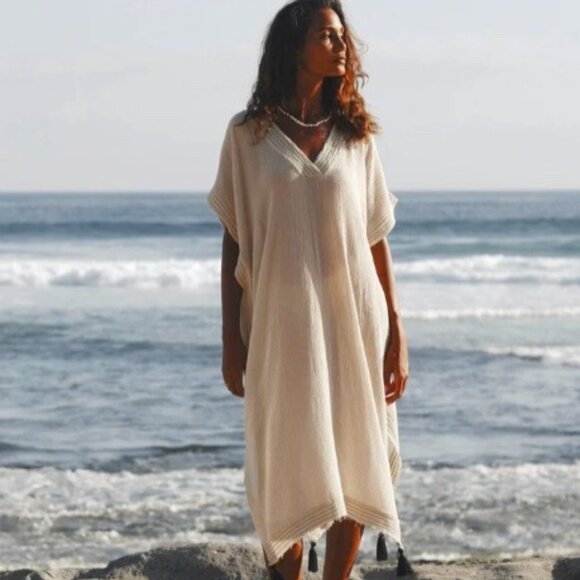 The Handloom Kaftan Kimono Flowy Breezy Summer to the Maxi Dress - Picture 4 of 10